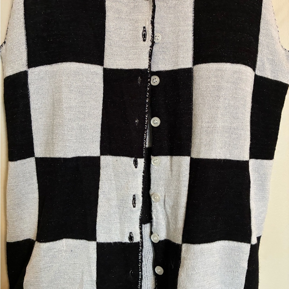 Urban Outfitters “Talia” Black & White Checkered Knit Button-front Tank EUC S - Picture 4 of 7